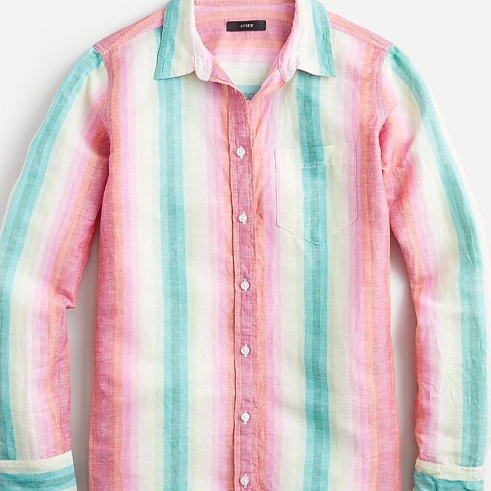 J Crew classic fit boy shirt in rainbow stripe